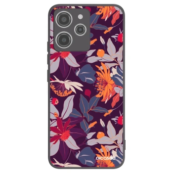 Picasee crna silikonska maskica za Xiaomi Redmi 12 4G - Purple Leaf