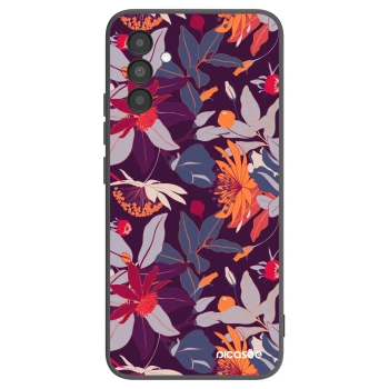Picasee crna silikonska maskica za Samsung Galaxy A04s A047F - Purple Leaf