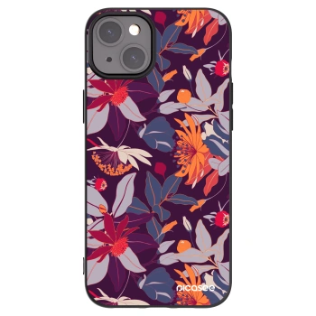 Picasee crna silikonska maskica za Apple iPhone 15 Plus - Purple Leaf