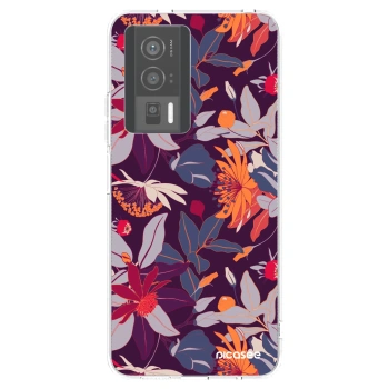 Picasee silikonska prozirna maskica za Xiaomi Poco F5 Pro 5G - Purple Leaf