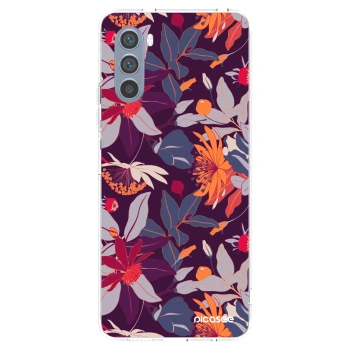 Picasee silikonska prozirna maskica za Motorola Moto G62 - Purple Leaf