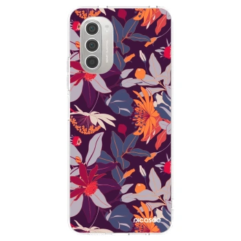 Picasee silikonska prozirna maskica za Motorola Moto G51 - Purple Leaf