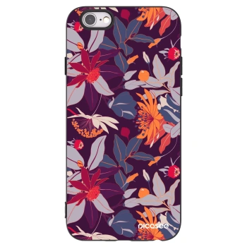 Picasee crna silikonska maskica za Apple iPhone 6/6S - Purple Leaf
