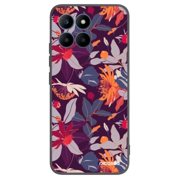 Picasee crna silikonska maskica za Honor 70 Lite - Purple Leaf