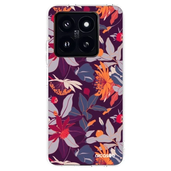 Picasee silikonska prozirna maskica za Xiaomi 14 Pro - Purple Leaf