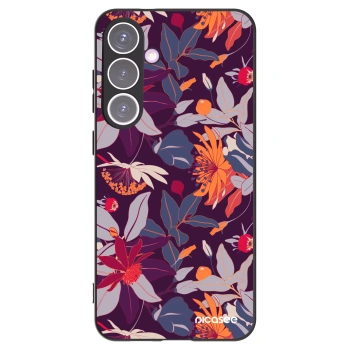 Picasee crna silikonska maskica za Samsung Galaxy S24+ S926B 5G - Purple Leaf