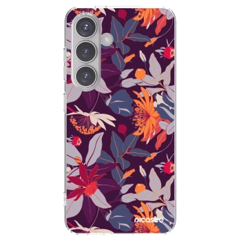 Picasee silikonska prozirna maskica za Samsung Galaxy S24 S921B 5G - Purple Leaf