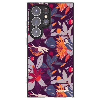 Picasee crna silikonska maskica za Samsung Galaxy S24 Ultra S928B 5G - Purple Leaf