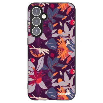 Picasee crna silikonska maskica za Samsung Galaxy S23 FE S711B - Purple Leaf