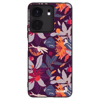 Picasee crna silikonska maskica za Xiaomi Redmi 13C 4G - Purple Leaf