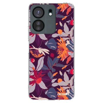 Picasee silikonska prozirna maskica za Xiaomi Redmi 13C 4G - Purple Leaf