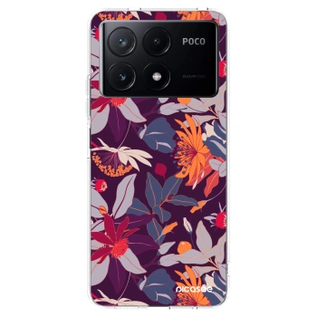 Picasee silikonska prozirna maskica za Xiaomi Poco X6 Pro - Purple Leaf