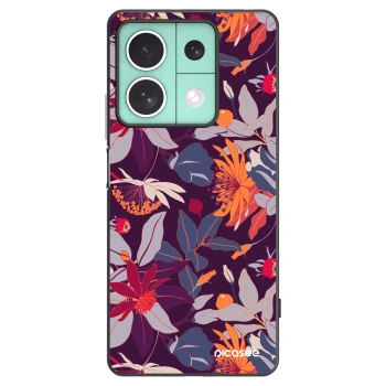 Picasee crna silikonska maskica za Xiaomi Redmi Note 13 5G - Purple Leaf