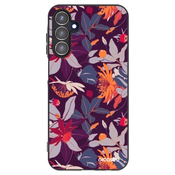 Picasee crna silikonska maskica za Samsung Galaxy A15 A155F 4G - Purple Leaf