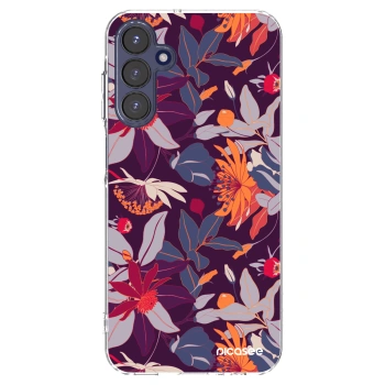 Picasee silikonska prozirna maskica za Samsung Galaxy A15 A155F 4G - Purple Leaf