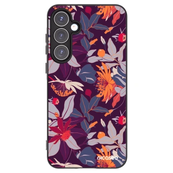 Picasee crna silikonska maskica za Samsung Galaxy A55 5G A556B - Purple Leaf