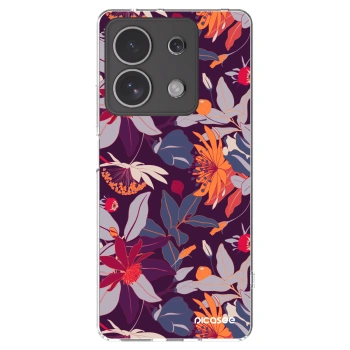 Picasee silikonska prozirna maskica za Xiaomi Redmi Note 13 4G - Purple Leaf