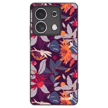 Picasee crna silikonska maskica za Xiaomi Redmi Note 13 4G - Purple Leaf