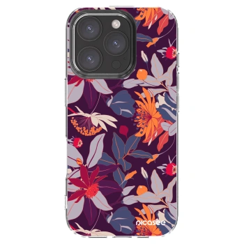 Picasee silikonska prozirna maskica za Apple iPhone 16 Pro - Purple Leaf