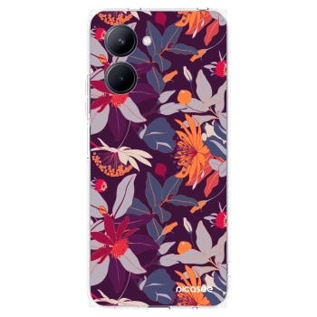 Picasee silikonska prozirna maskica za Realme C33 (2023) - Purple Leaf