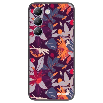 Picasee crna silikonska maskica za Vivo V40 SE 5G - Purple Leaf
