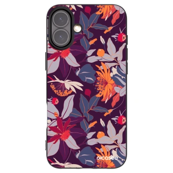 Picasee crna silikonska maskica za Apple iPhone 16 Plus - Purple Leaf