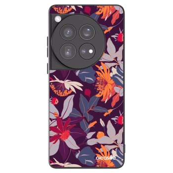 Picasee crna silikonska maskica za OnePlus 12 5G - Purple Leaf