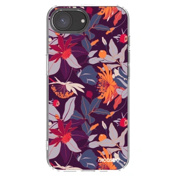 Picasee silikonska prozirna maskica za Apple iPhone 16e - Purple Leaf