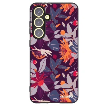 Picasee crna silikonska maskica za Samsung Galaxy S24 FE S721B - Purple Leaf