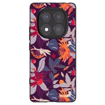 Picasee crna silikonska maskica za Xiaomi Redmi Note 14 Pro+ 5G - Purple Leaf