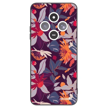 Picasee crna silikonska maskica za Xiaomi Redmi 14C - Purple Leaf