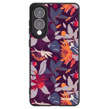 Picasee crna silikonska maskica za Samsung Galaxy S25 Edge 5G - Purple Leaf