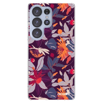 Picasee silikonska prozirna maskica za Samsung Galaxy S25 Ultra 5G - Purple Leaf