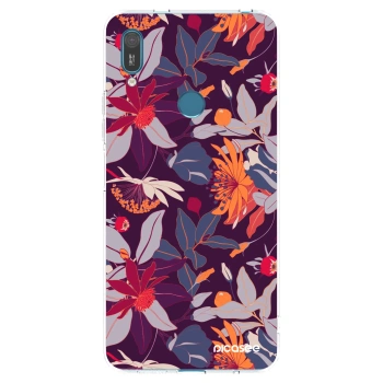 Picasee silikonska prozirna maskica za Huawei Y7 2019 - Purple Leaf
