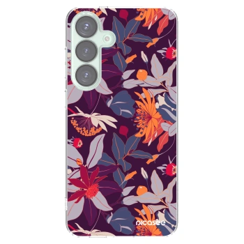 Picasee silikonska prozirna maskica za Samsung Galaxy S25+ 5G - Purple Leaf