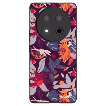 Picasee crna silikonska maskica za Honor Magic7 Lite 5G - Purple Leaf