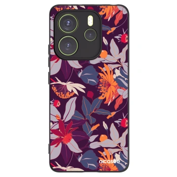 Picasee crna silikonska maskica za Xiaomi Redmi Note 14 4G - Purple Leaf