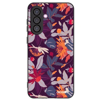 Picasee crna silikonska maskica za Samsung Galaxy A56 5G A566B - Purple Leaf