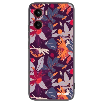 Picasee crna silikonska maskica za Motorola Moto G05 - Purple Leaf