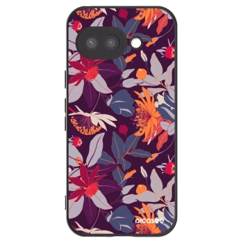 Picasee crna silikonska maskica za Google Pixel 9a - Purple Leaf