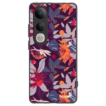 Picasee crna silikonska maskica za Vivo V50 Lite 5G - Purple Leaf
