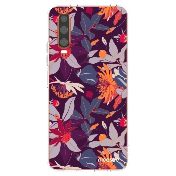 Picasee silikonska prozirna maskica za Huawei P30 - Purple Leaf