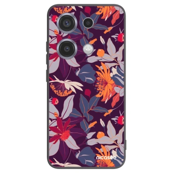 Picasee crna silikonska maskica za Xiaomi Redmi Note 14S - Purple Leaf