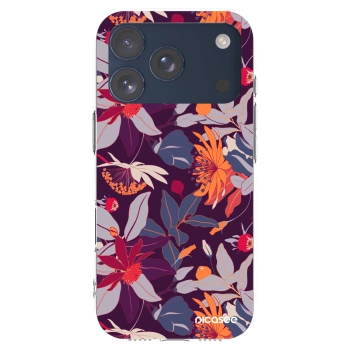 Picasee silikonska prozirna maskica za Apple iPhone 17 Pro - Purple Leaf