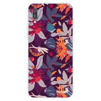 Picasee silikonska prozirna maskica za Huawei Y6 2019 - Purple Leaf