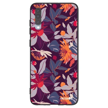 Picasee crna silikonska maskica za Samsung Galaxy A70 A705F - Purple Leaf