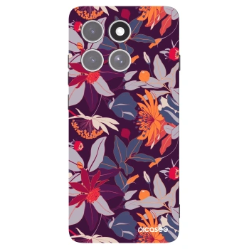 Picasee crna silikonska maskica za Motorola Edge 60 Pro - Purple Leaf