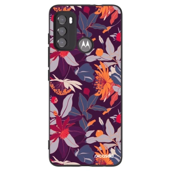 Picasee crna silikonska maskica za Motorola Edge 60 5G - Purple Leaf