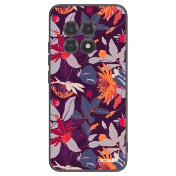 Picasee crna silikonska maskica za OnePlus 13R 5G - Purple Leaf