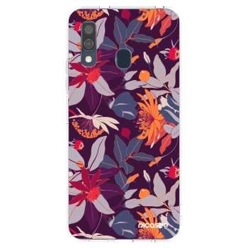 Picasee silikonska prozirna maskica za Samsung Galaxy A40 A405F - Purple Leaf